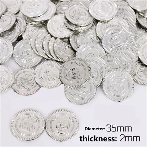 Plastic Silver Coins Props Toys Treasure Coins Captain Pirate Party