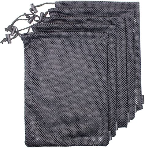 Black Mesh Bag Nylon Sack Durable Drawstring Net Bag Small Travel Stuff