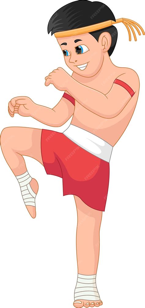 Premium Vector Cartoon Cute Boy Muay Thai Fighter