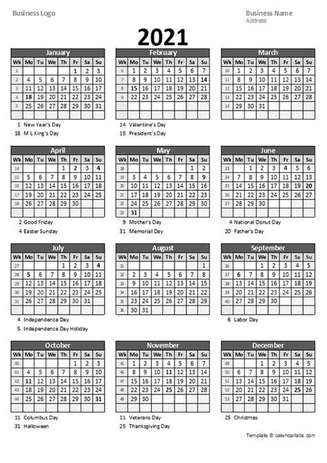 2021 Calendar With Week Number Printable Free Calendar 2021 By Week