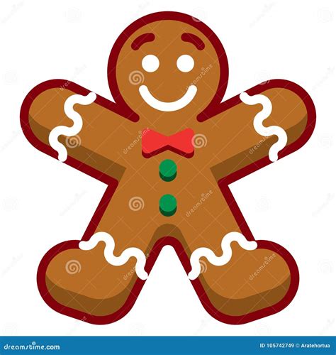 Cartoon Gingerbread Man Isolated On White Background Stock Illustration