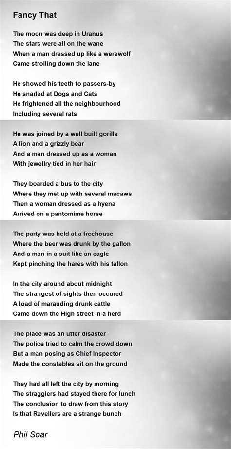 Fancy That Poem By Phil Soar Poem Hunter