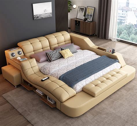 modern bedroom furniture set leather beds tatami bed with speaker smart sofa bed china bedroom