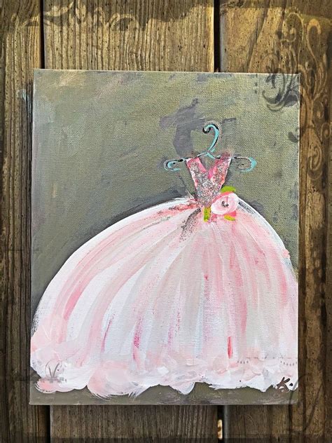 Pink Prom Dress Abstract Painting On Canvas Etsy In 2020 Abstract