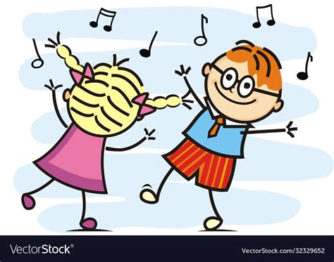 Dancing And Singing Kids Two Royalty Free Vector Image