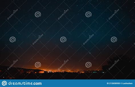 The Starry Sky Over The Night City Stock Photo Image Of Black Milky