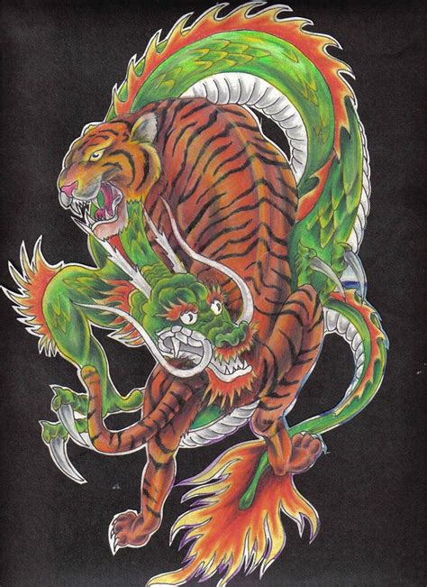 The Tiger And The Dragon By Hellcatmolly On Deviantart Tiger Tattoo