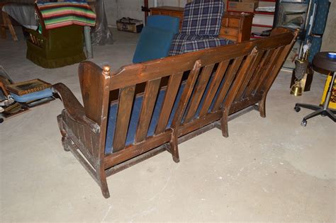 Vintage Old Tavern Wood Sofa Chair And Table By Ethan Allen Ebth