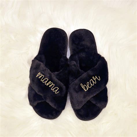 Personalized Mama Bear Fluffy Slipper Mother S Day T Custom Mother Fluffy Slippers Mommy