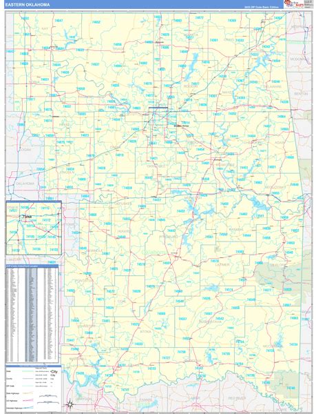Oklahoma Eastern Wall Map Basic Style By Marketmaps Mapsales