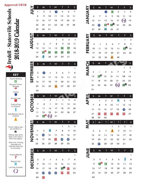 2018 2019 Academic Calendar Iredell Statesville Schools Page 1