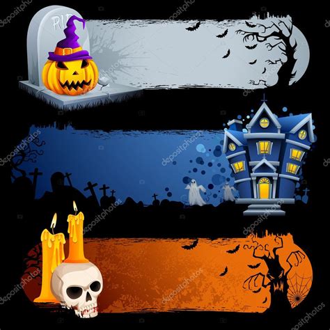 Vector illustration ofcollection of scary Halloween banner | Halloween banner, Halloween vector ...