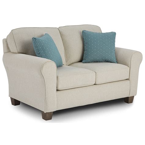 Annabel Customizable Transitional Loveseat With Rolled Arms And Tapered