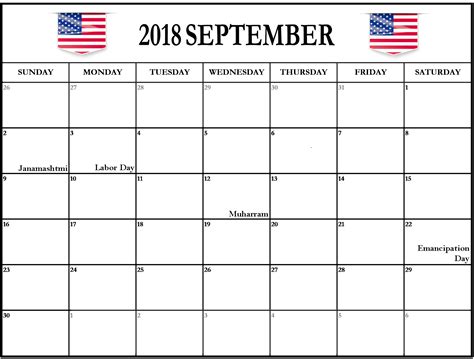 September 2018 Calendar Usa Public Holidays Calendar Usa Usa