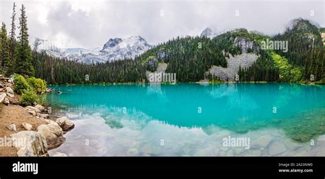 Daytime Mountain Panorama With Beautiful Turquoise Glacier Fed Lake