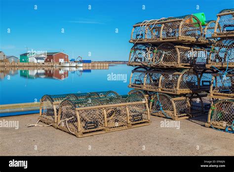 Lobster Traps Stacked On The Wharf In Rural Prince Edward Island