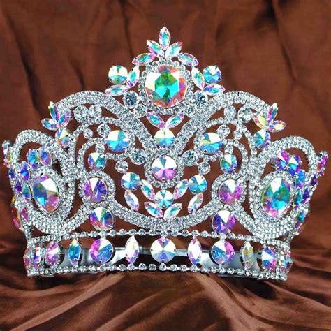 New Women Tiara Handmade Crown Colorful Crystal Rhinestones Bridal