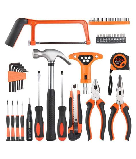 FAB Innovations 82 Pcs DIY Household Hand Tool Box with Screwdrivers Pliers Wrenches Hammer Saw ...