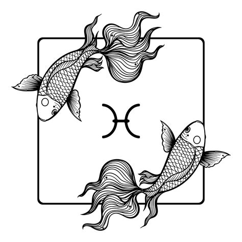 Black Zodiac Pisces Horoscope Sign Line Art Silhouette Design Vector Illustration Creative