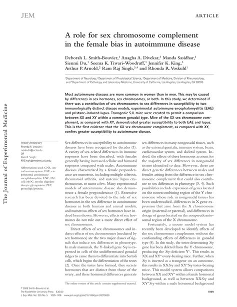 Pdf A Role For Sex Chromosome Complement In The Female Bias In