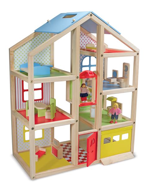 Hi Rise Wooden Dollhouse And Furniture Set New Melissa And Doug