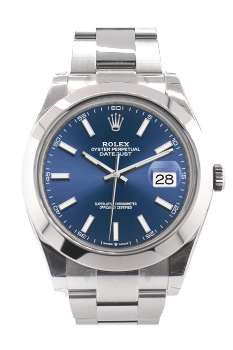 Rolex 126300 Datejust 41 Blue Dial Smooth Bezel Mens Watch Watchguynyc