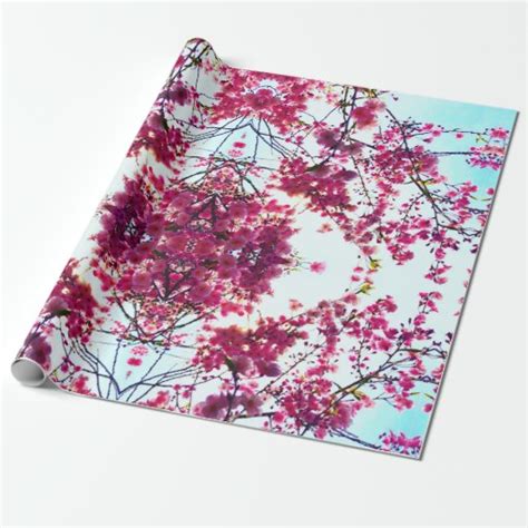 Pink Cherry Blossoms Wrapping Paper Zazzle