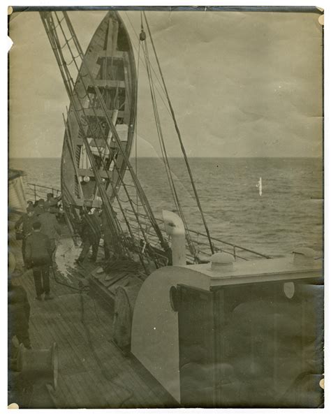 Lot Original Large Photograph Of Titanic Lifeboat Being Hoisted