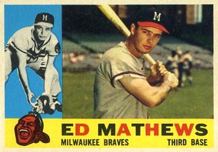 Exceeded rookie limits during 1952 season. 1960 Topps Eddie Mathews #420 Baseball Card Value Price Guide