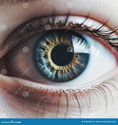 Close Up Of Human Eye With Blue Iris Stock Photo Image Of Retina