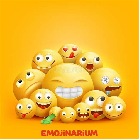 Grupo De Las Caras 3d Del Smiley De Caracteres Del Emoji Con