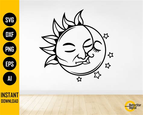 Kissing Sun And Moon Svg Celestial Decal Sticker Wall Art Etsy Denmark