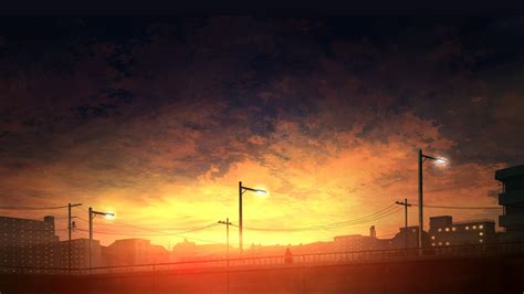 Sunset Sky Cityscape Anime Hd Wallpaper Rare Gallery