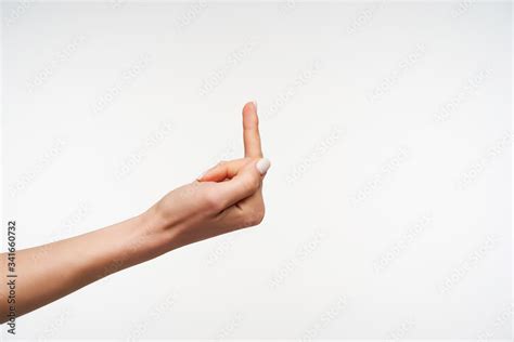 Side View Young Females Hand Showing Middle Finger While Meaning Fuck You Or Fuck You Off