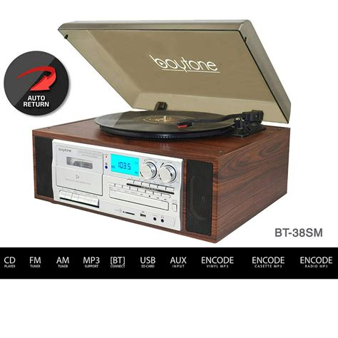 Boytone Bt 38sm Bluetooth Classic Turntable Record Player System Amfm