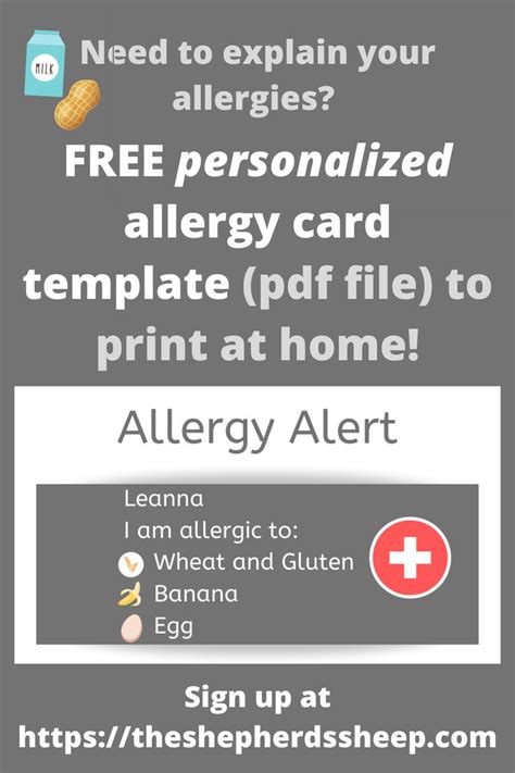 Free Printable Allergy Cards French
