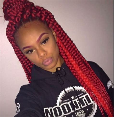 Many people believe that it is difficult to find a cute style with braids for short hair. Red braids | Red box braids, Box braids styling, Braid styles