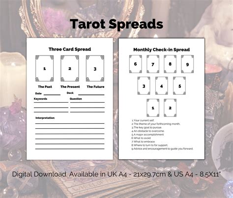 Tarot Spreads Printable Work Sheets 6 Blank And Guided Tarot Etsy España