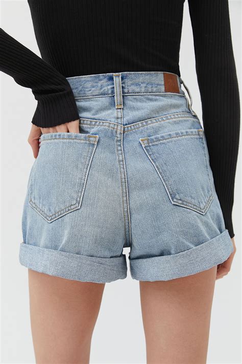 Bdg Denim High Waisted Mom Short Light Wash Urban Outfitters Mom Shorts High Waisted