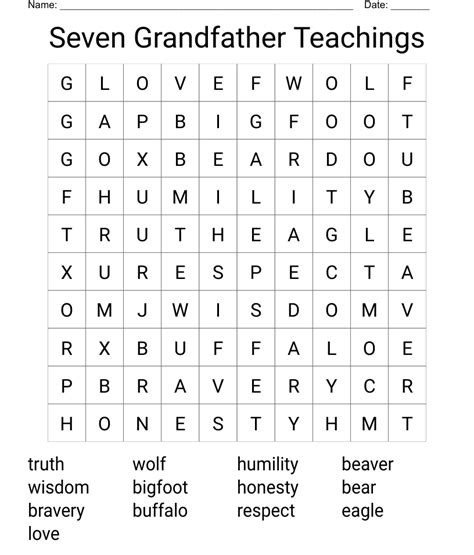 Seven Grandfather Teachings Word Search In 2022 Words To Use