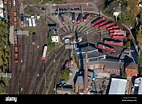 Luftaufnahme einer Eisenbahn-Drehscheibe für die Deutsche Bahn in ...