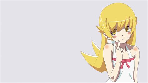 Wallpaper Illustration Blonde Simple Background Long Hair Monogatari Series Anime Girls