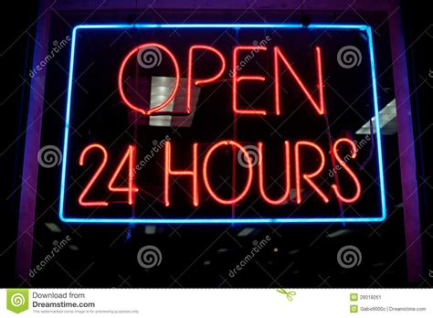 Open 24 Hours Neon Sign Stock Image Image Of Display 28018261