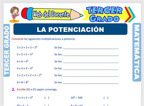 La Potenciación Para Tercer Grado De Primaria Web Del Docente