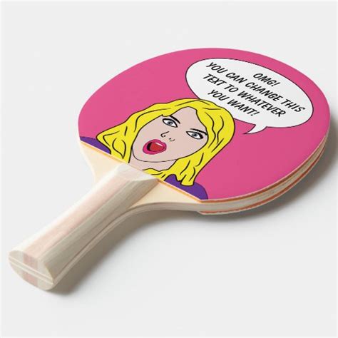 Funny Retro Woman Custom Ping Pong Paddle Zazzle