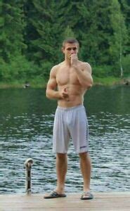 Shirtless Male Jock Muscular Fit Athletic Hunk Beefcake Lake Guy Photo