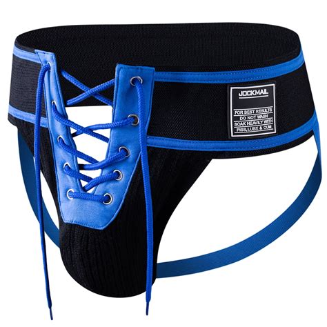 Buy Mizok Men S Jockstraps Sexy Jock Strap Breathable Cotton Underwear Blue L Pc Online At