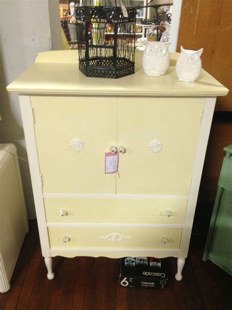 Vintage Soft Yellow Chalk Painted Dresser By Ruffles And Rust Shabby
