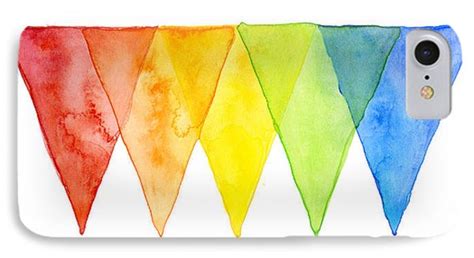 Geometric Watercolor Pattern Rainbow Triangles Painting By Olga Shvartsur