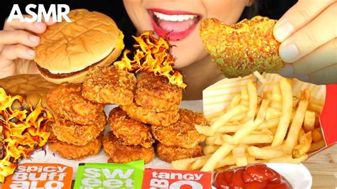 ASMR NEW McDonald S SPICY McNUGGETS And CHEESEBURGER Eating Sounds MUKBANG YouTube